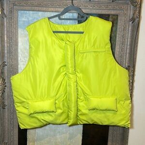 Neon yellow puffer vest